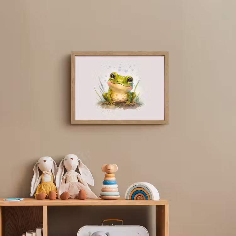 Kikker - Groen - Waterverf - Dieren - Jongen - Meisje Light Box met batterij (Wandlamp kind) middel -sfeer2_kind