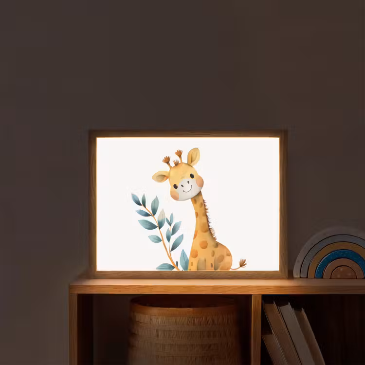 Giraf - Dier - Wilde dieren Light Box met batterij (Wandlamp kind) middel -sfeer1_kind