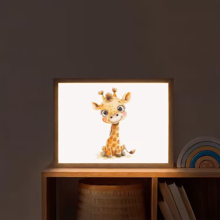 Giraf - Baby dier - Wilde dieren Light Box met batterij (Wandlamp kind) middel -sfeer1_kind