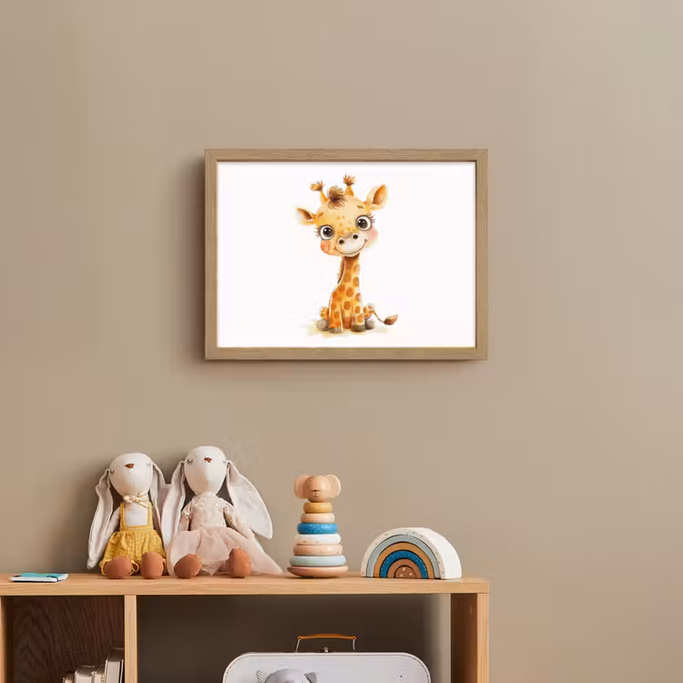 Giraf - Baby dier - Wilde dieren Light Box met batterij (Wandlamp kind) middel -sfeer2_kind