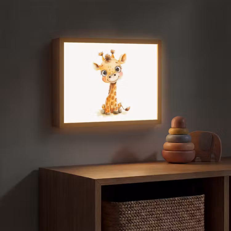 Giraf - Baby dier - Wilde dieren Light Box met batterij (Wandlamp kind) middel -sfeer5_kind