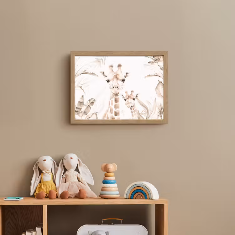 Giraffe - Jungle - Bruin - Kinderen Light Box met batterij (Wandlamp kind) middel -sfeer2_kind