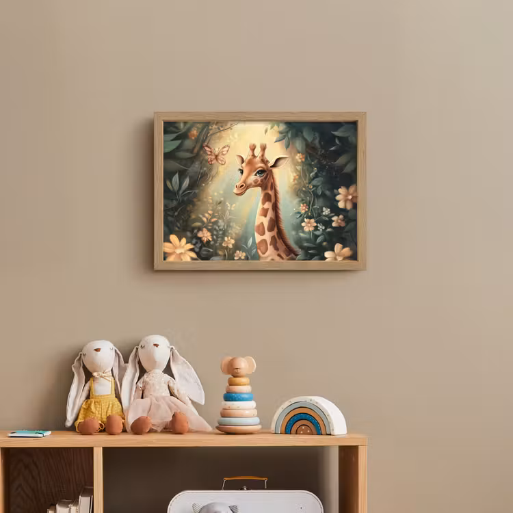 Giraffe - Jungle - Bloemen Light Box met batterij (Wandlamp kind) middel -sfeer2_kind