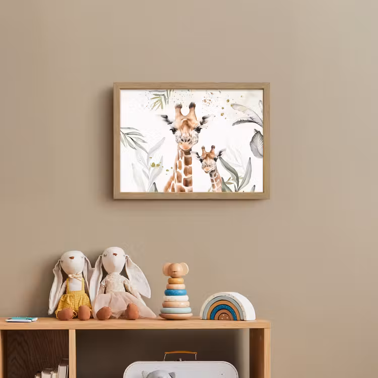 Giraffe - Bladeren - Kinderen - Dieren - Jungle Light Box met batterij (Wandlamp kind) middel -sfeer2_kind