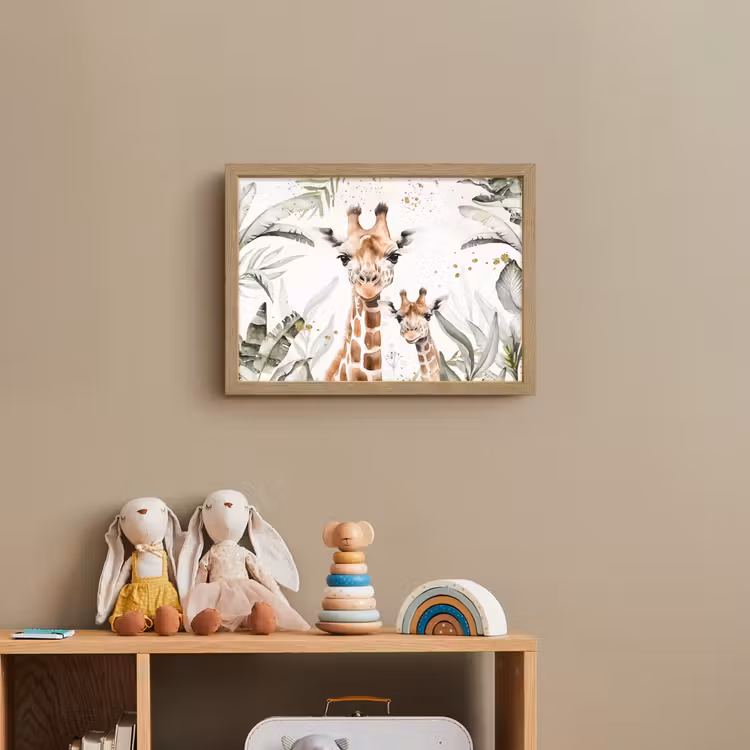Giraffe - Natuur - Kinderen - Dieren Light Box met batterij (Wandlamp kind) middel -sfeer2_kind