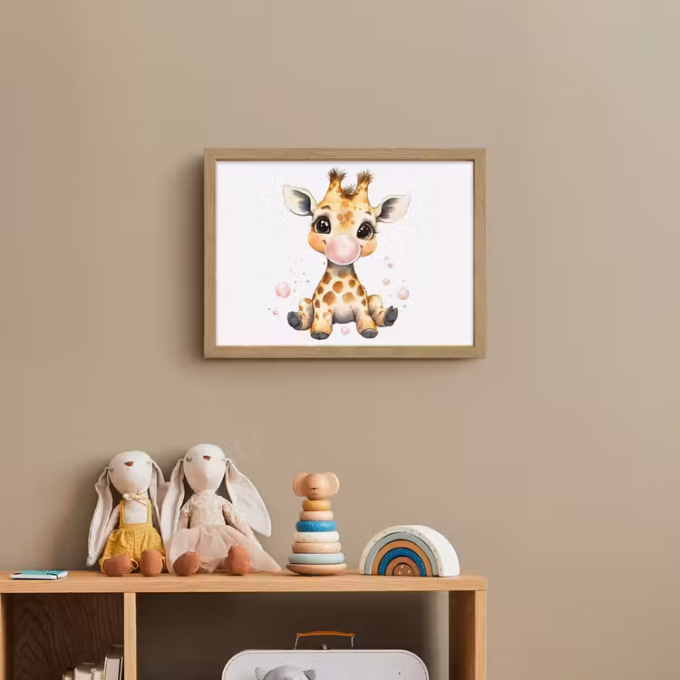 Giraffe - Roze - Kauwgom Light Box met batterij (Wandlamp kind) middel -sfeer2_kind