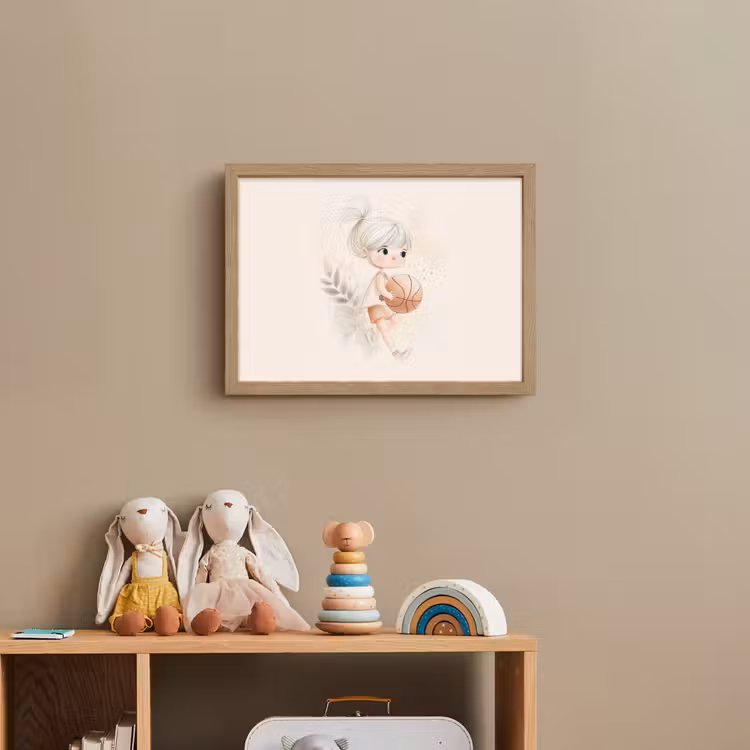 Meisje - Basketbal - Minimalistisch Light Box met batterij (Wandlamp kind) middel -sfeer2_kind