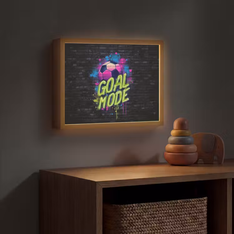 Goal - Mode - Neon - Voetbal Light Box met batterij (Wandlamp kind) middel -sfeer5_kind