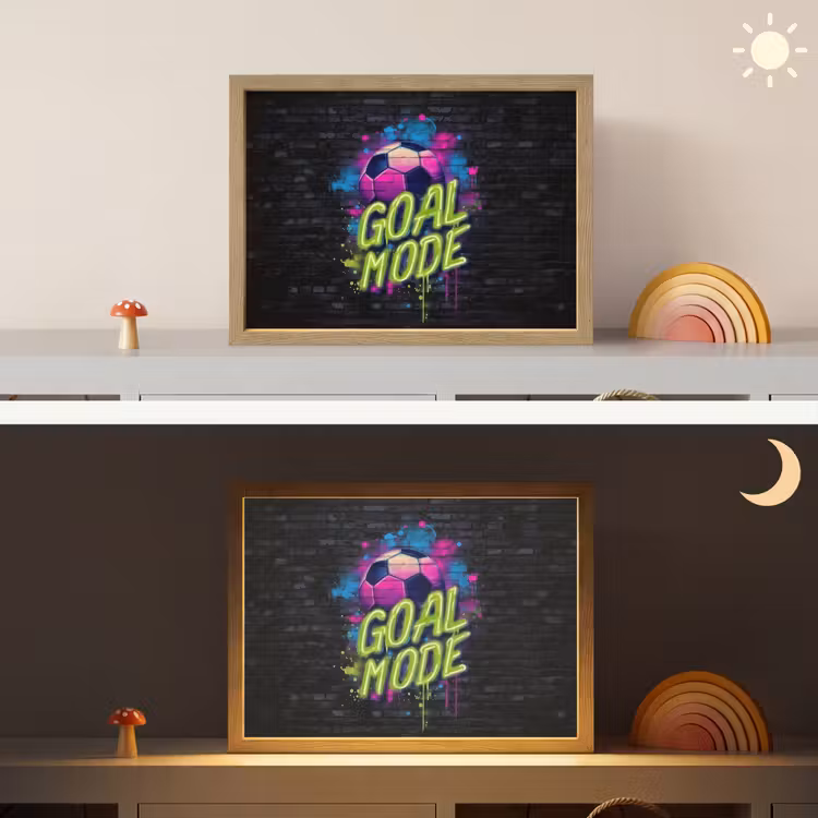 Goal - Mode - Neon - Voetbal Light Box met batterij (Wandlamp kind) middel -sfeer3_kind