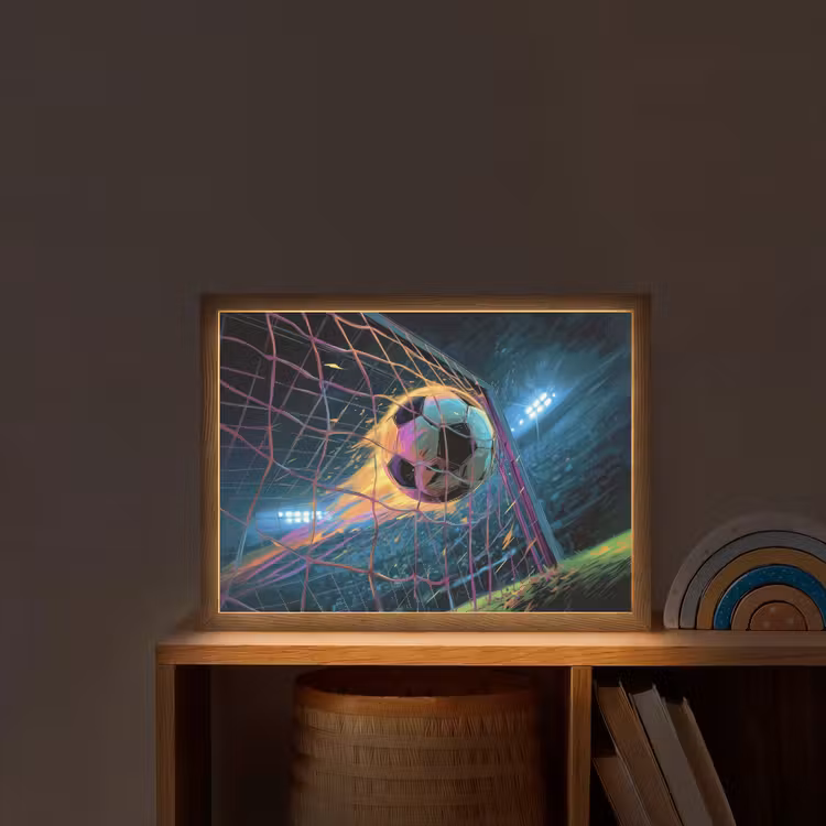 Goal - Voetbal - Vuur - Stadion Light Box met batterij (Wandlamp kind) middel -sfeer1_kind