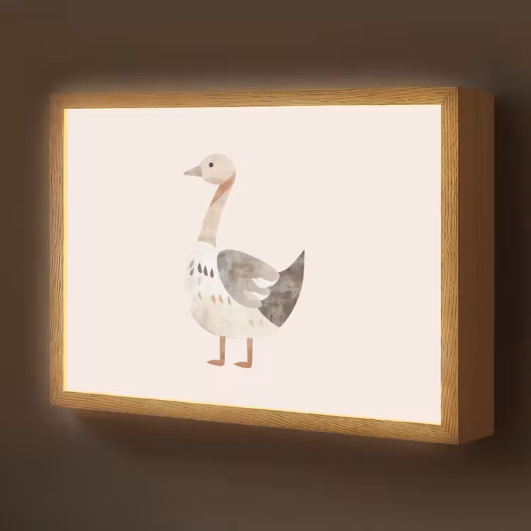 Gans - Dier - Pastel kleuren Light Box met batterij (Wandlamp kind) middel -z3d_website