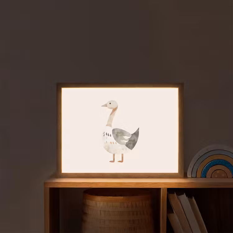 Gans - Dier - Pastel kleuren Light Box met batterij (Wandlamp kind) middel -sfeer1_kind