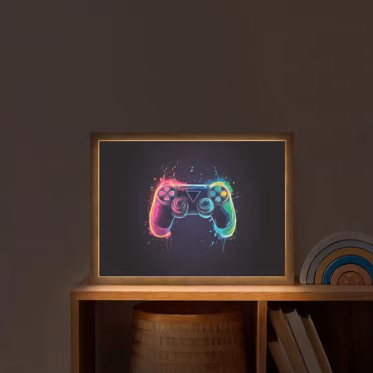 Grafisch - Controller - Neon - Verfspatten Light Box met batterij (Wandlamp kind) middel -sfeer1_kind