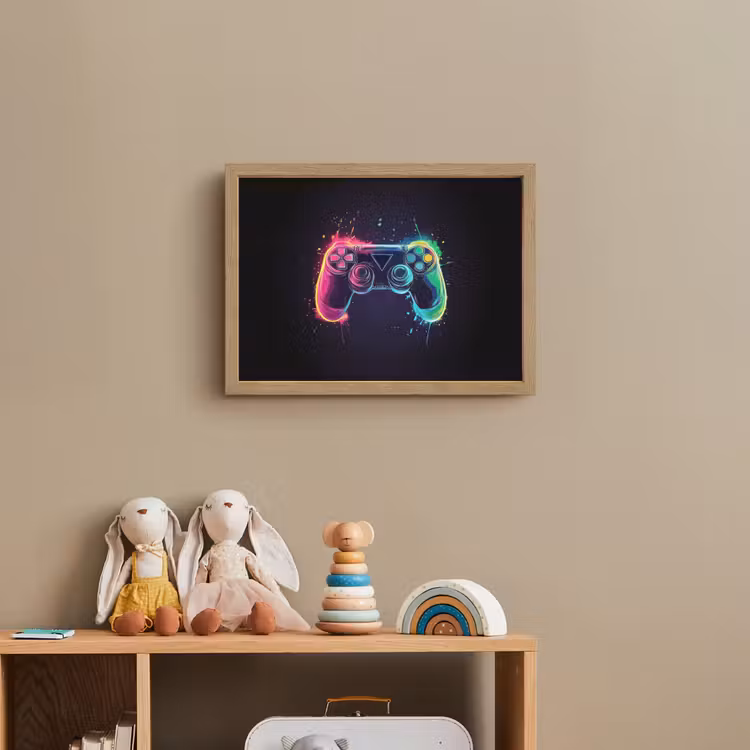 Grafisch - Controller - Neon - Verfspatten Light Box met batterij (Wandlamp kind) middel -sfeer2_kind