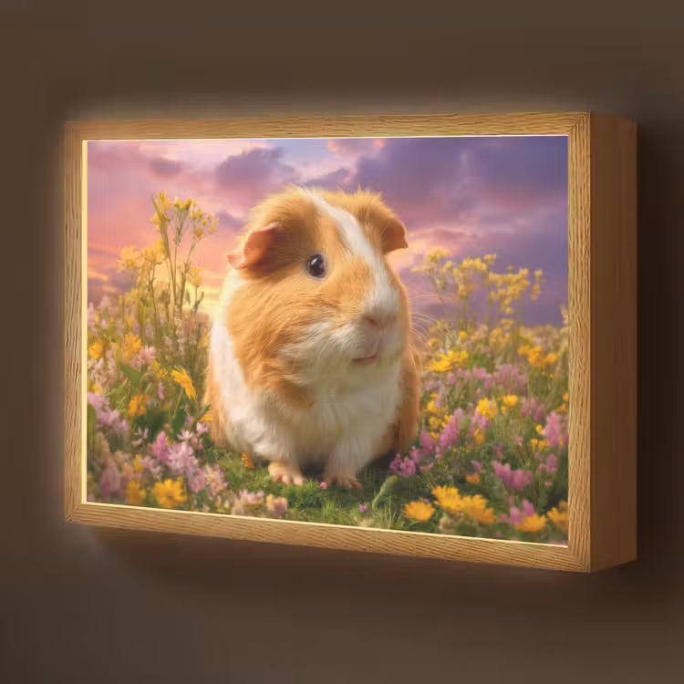 Cavia - Kleurrijk - Bloemen Light Box met batterij (Wandlamp kind) middel -z3d_website