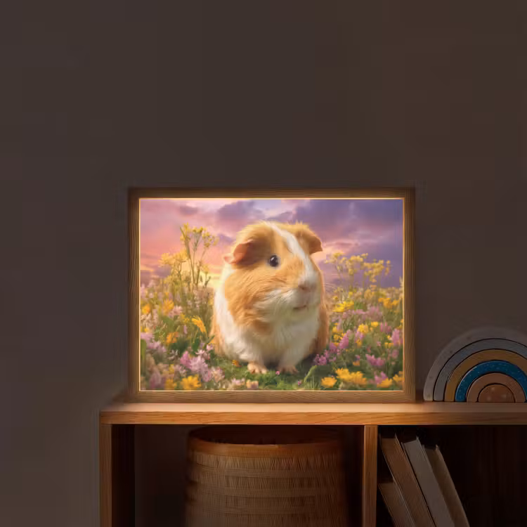 Cavia - Kleurrijk - Bloemen Light Box met batterij (Wandlamp kind) middel -sfeer1_kind