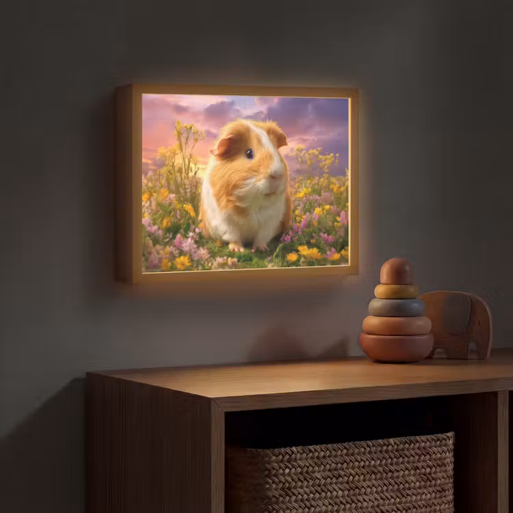Cavia - Kleurrijk - Bloemen Light Box met batterij (Wandlamp kind) middel -sfeer5_kind