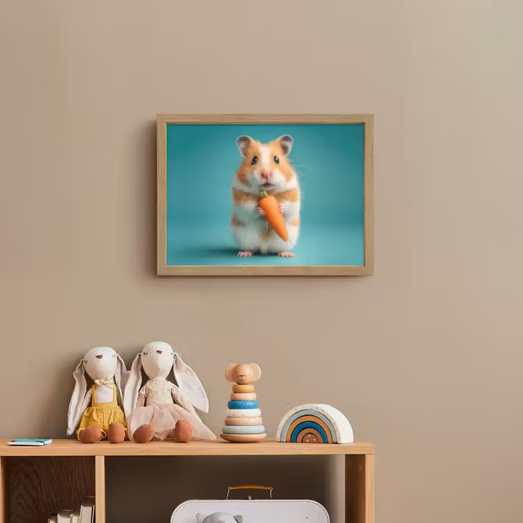 Hamster - Wortel - Blauw Light Box met batterij (Wandlamp kind) middel -sfeer2_kind