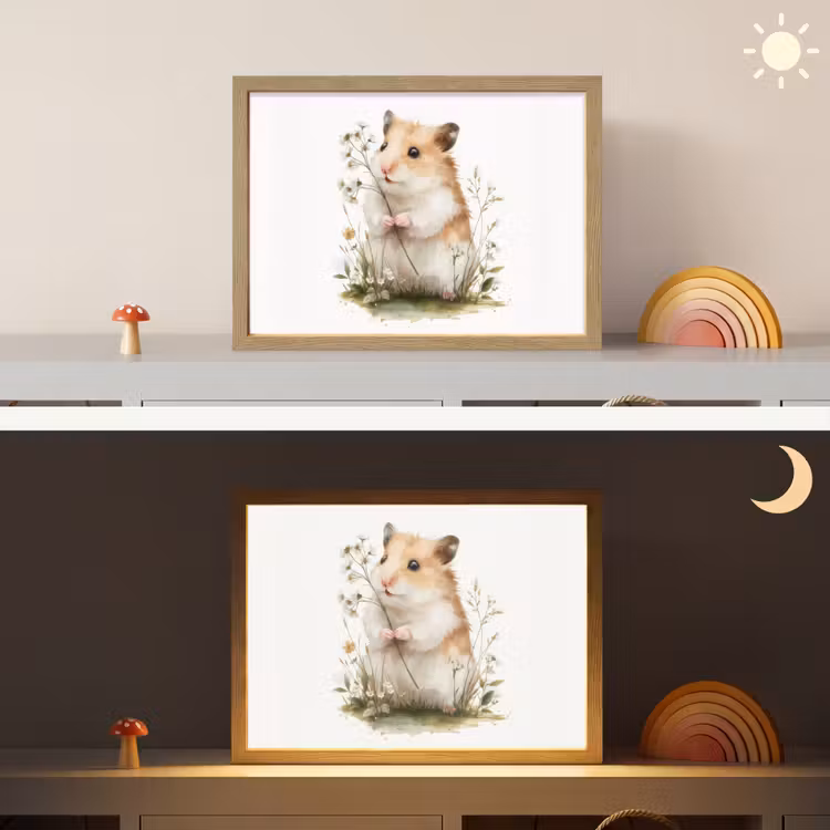 Hamster - Bloemen Light Box met batterij (Wandlamp kind) middel -sfeer3_kind