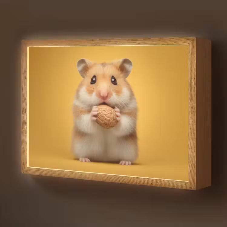 Hamster - Nootje - Geel - Knaagdier Light Box met batterij (Wandlamp kind) middel -z3d_website