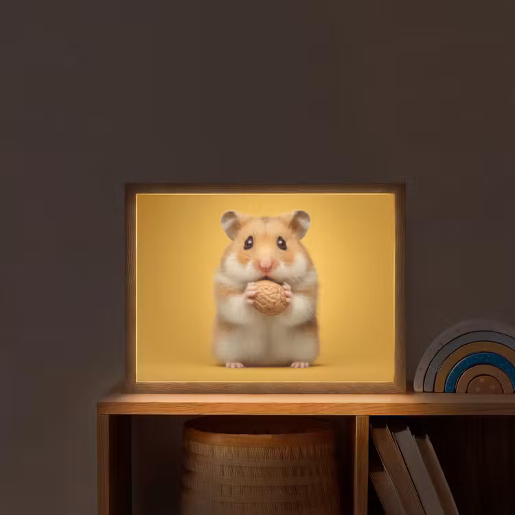 Hamster - Nootje - Geel - Knaagdier Light Box met batterij (Wandlamp kind) middel -sfeer1_kind