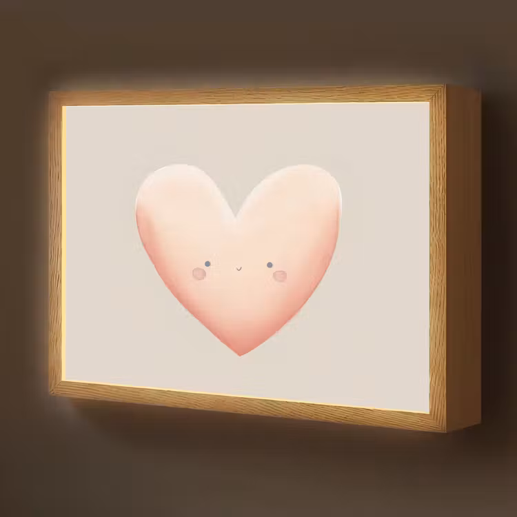 Hart - Gezicht - Roze Light Box met batterij (Wandlamp kind) middel -z3d_website