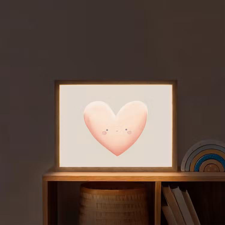 Hart - Gezicht - Roze Light Box met batterij (Wandlamp kind) middel -sfeer1_kind
