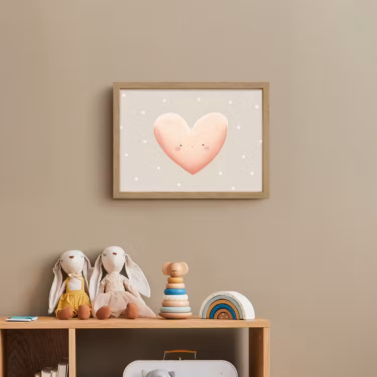 Hart - Gezicht - Roze - Stippen Light Box met batterij (Wandlamp kind) middel -sfeer2_kind