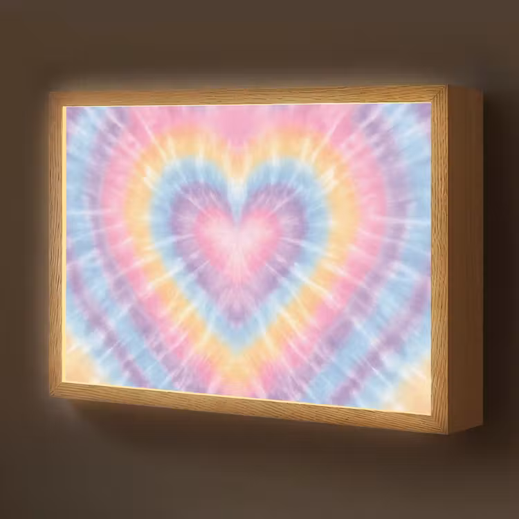 Hartvorm - Pastelkleuren - Tie Dye Light Box met batterij (Wandlamp kind) middel -z3d_website