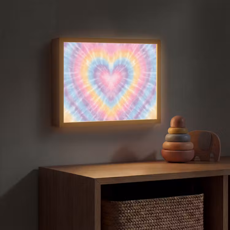 Hartvorm - Pastelkleuren - Tie Dye Light Box met batterij (Wandlamp kind) middel -sfeer5_kind