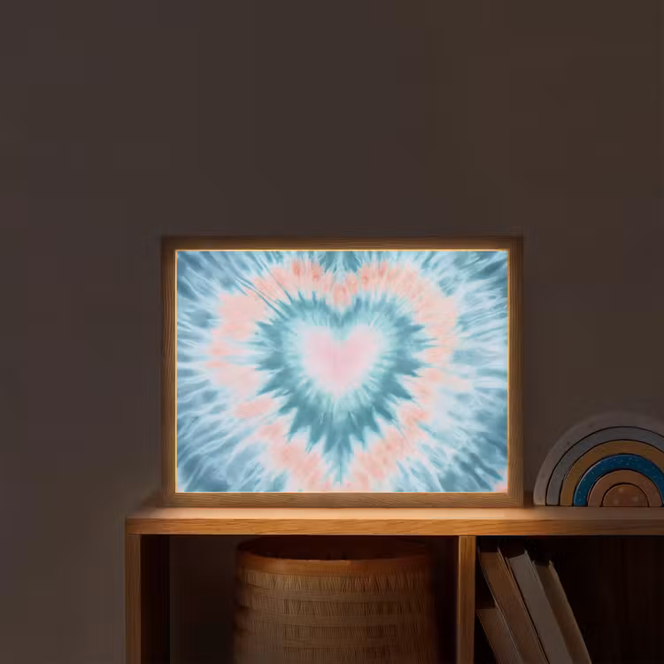 Hartvormig - Tie dye - Pasteltinten - Lichtgroen Light Box met batterij (Wandlamp kind) middel -sfeer1_kind