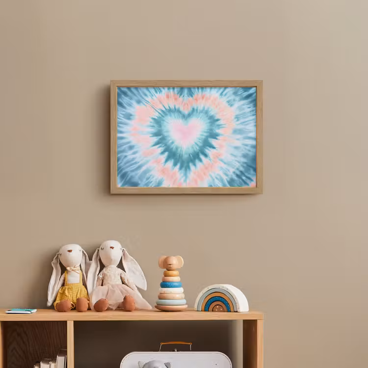 Hartvormig - Tie dye - Pasteltinten - Lichtgroen Light Box met batterij (Wandlamp kind) middel -sfeer2_kind