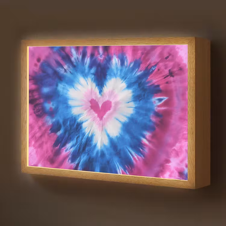 Hartvormig - Tie dye - Paars Light Box met batterij (Wandlamp kind) middel -z3d_website