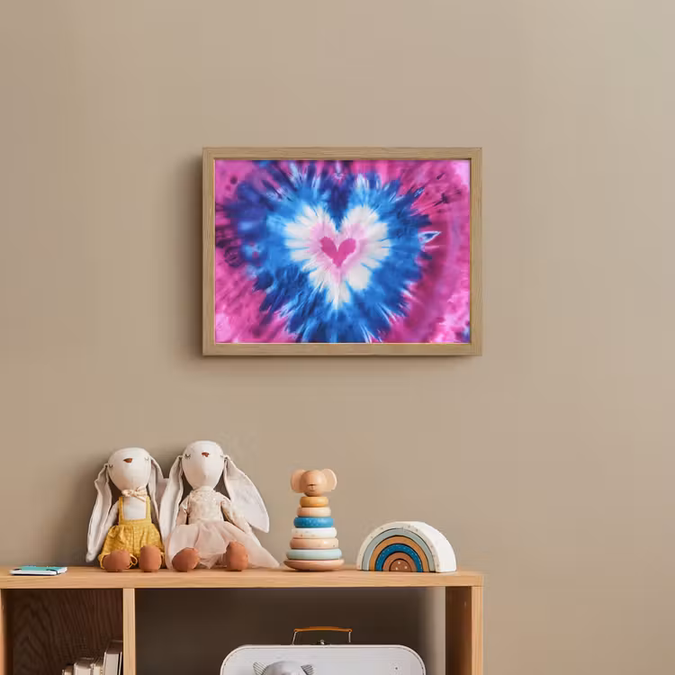 Hartvormig - Tie dye - Paars Light Box met batterij (Wandlamp kind) middel -sfeer2_kind