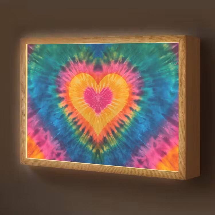 Hart - Tie Dye - Kleurrijk Light Box met batterij (Wandlamp kind) middel -z3d_website