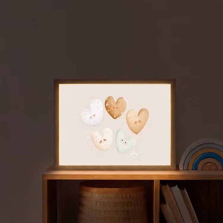Hartjes - Kleurrijk - Pastel Light Box met batterij (Wandlamp kind) middel -sfeer1_kind