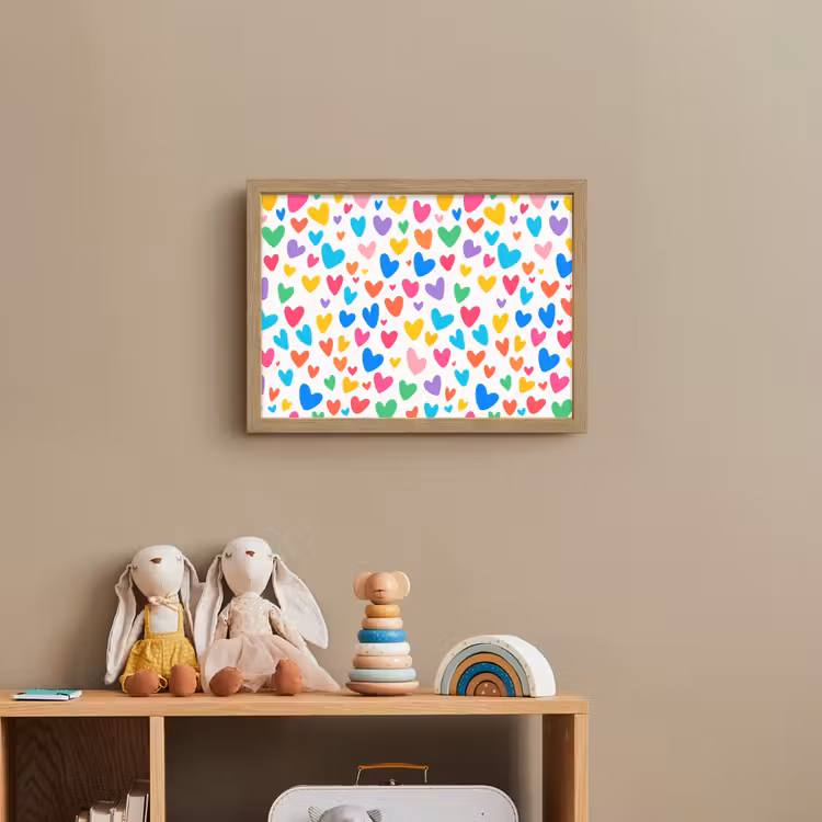 Hartjes - Kleurrijk - Patroon - Levendig Light Box met batterij (Wandlamp kind) middel -sfeer2_kind