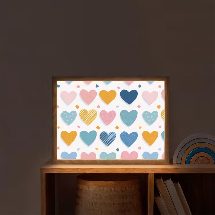 Hartjes - Pastel - Patroon Light Box met batterij (Wandlamp kind) middel -sfeer1_kind