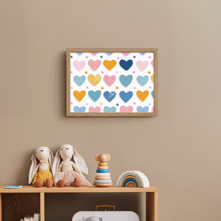 Hartjes - Pastel - Patroon Light Box met batterij (Wandlamp kind) middel -sfeer2_kind