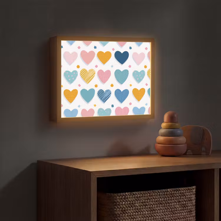 Hartjes - Pastel - Patroon Light Box met batterij (Wandlamp kind) middel -sfeer5_kind