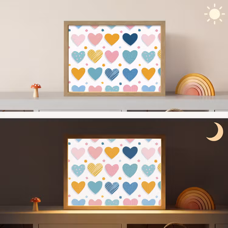 Hartjes - Pastel - Patroon Light Box met batterij (Wandlamp kind) middel -sfeer3_kind