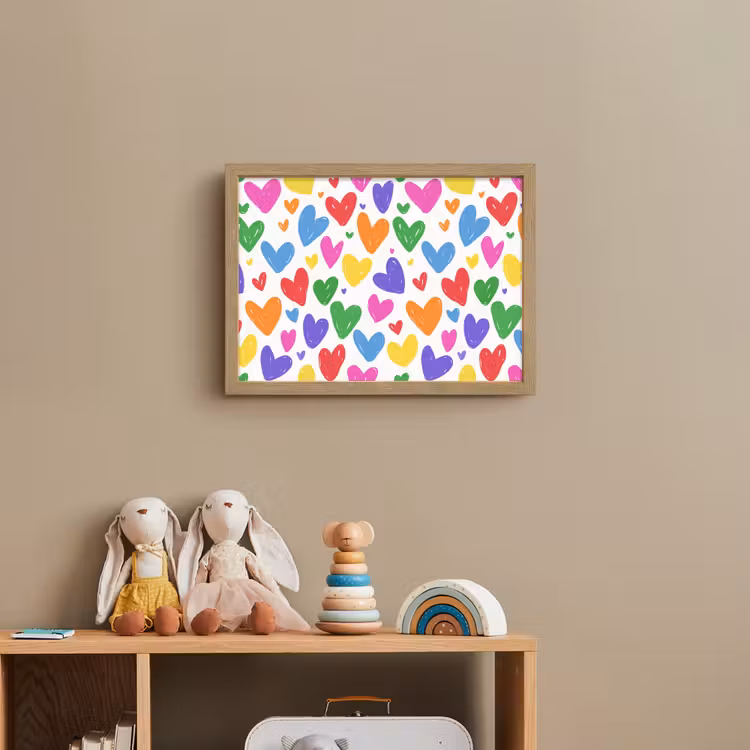 Hartjes - Patroon - Kleurrijk Light Box met batterij (Wandlamp kind) middel -sfeer2_kind