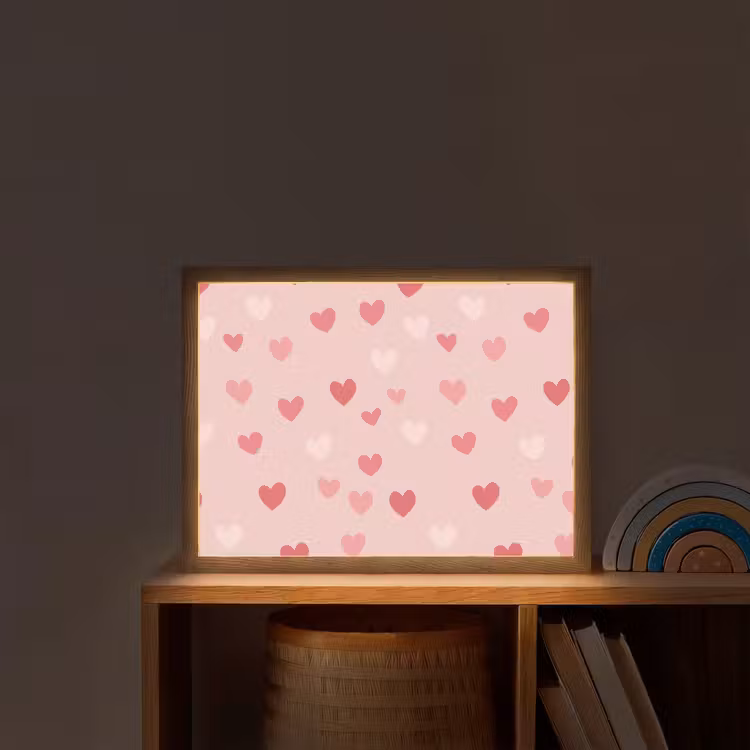 Hartjes - Patroon - Roze Light Box met batterij (Wandlamp kind) middel -sfeer1_kind