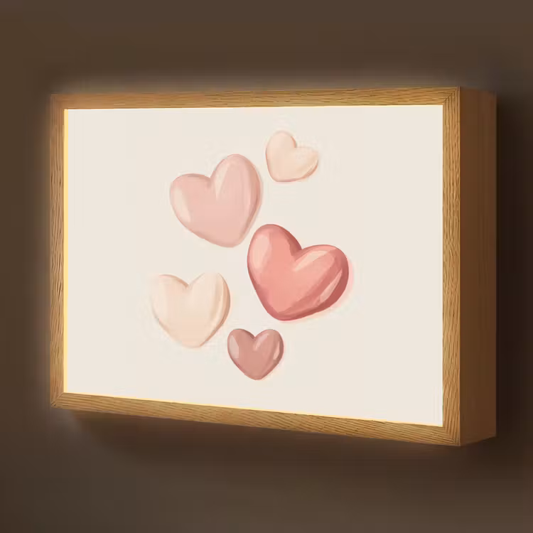 Harten - Rood - Roze - Zwevend Light Box met batterij (Wandlamp kind) middel -z3d_website