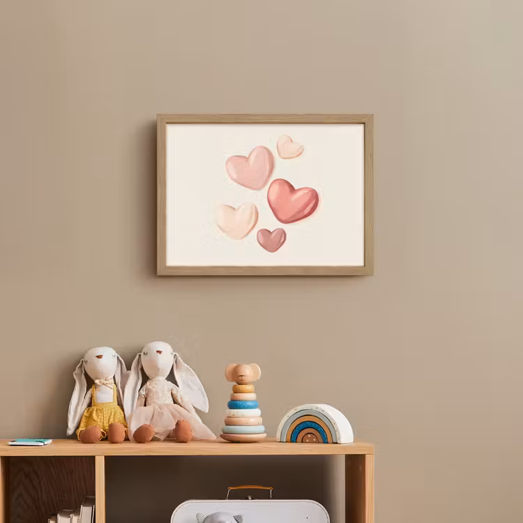 Harten - Rood - Roze - Zwevend Light Box met batterij (Wandlamp kind) middel -sfeer2_kind