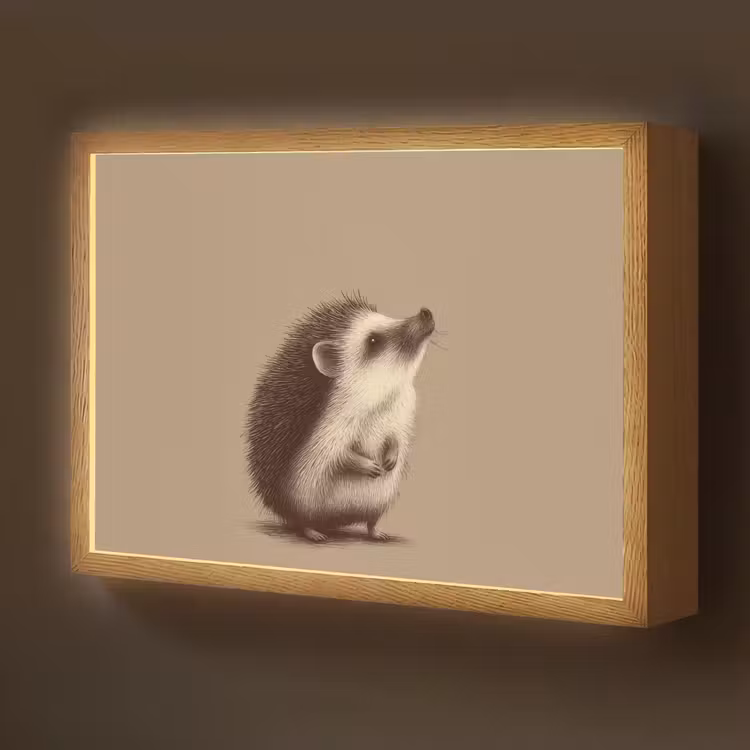 Egel - Snuitje - Bruin - Stekels Light Box met batterij (Wandlamp kind) middel -z3d_website