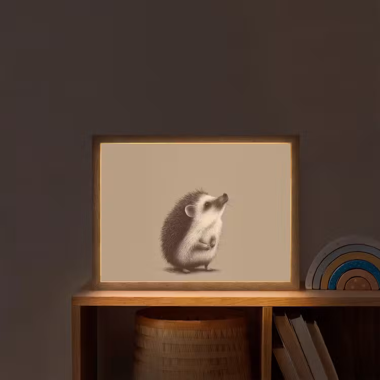 Egel - Snuitje - Bruin - Stekels Light Box met batterij (Wandlamp kind) middel -sfeer1_kind