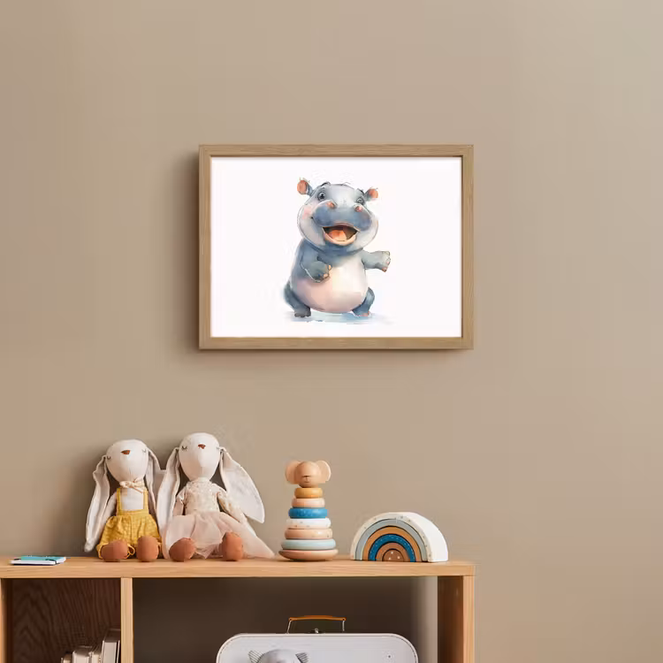 Nijlpaard - Baby dier - Dieren Light Box met batterij (Wandlamp kind) middel -sfeer2_kind