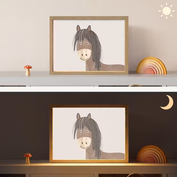 Paard - Dier - Pastel kleuren - Paarden Light Box met batterij (Wandlamp kind) middel -sfeer3_kind