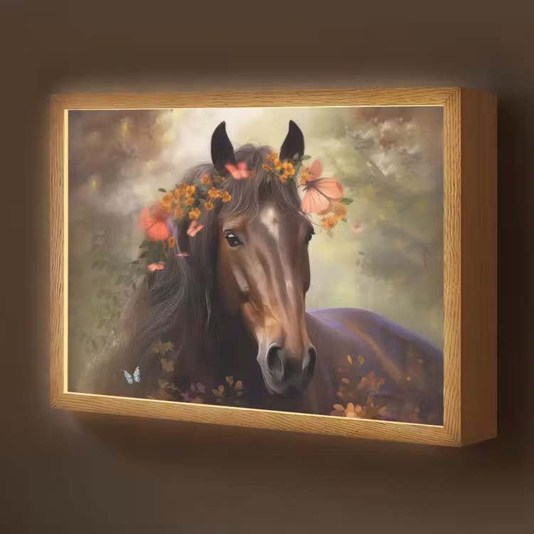 Paard - Dieren - Bloemen - Bos - Vlinder Light Box met batterij (Wandlamp kind) middel -z3d_website